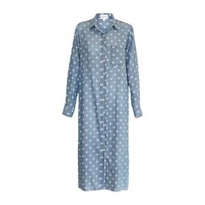 NEW FELICITE women's boyfriend maxi dress in printed indigo
